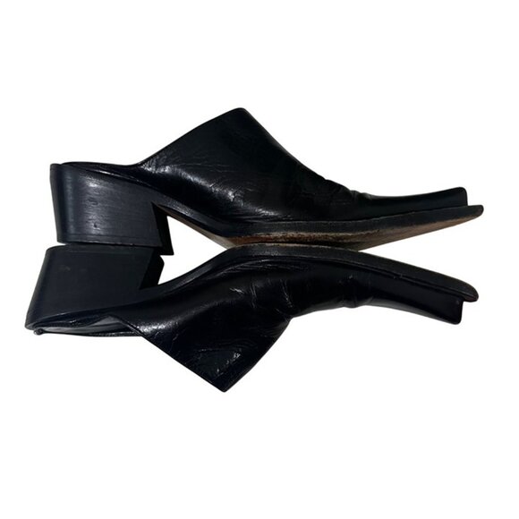 Kenneth Cole women's shoes 35 US 5 black leather slip on pointy toe block heel - Picture 3 of 8